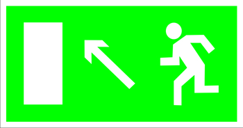 E06 направление к эвакуационному выходу налево вверх (пленка, 300х150 мм) - Знаки безопасности - Эвакуационные знаки - Магазин Охраны Труда fullBUILD